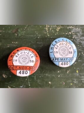 Vintage Lot of 2 1958 Teamster Badges IHCB & CLU of A